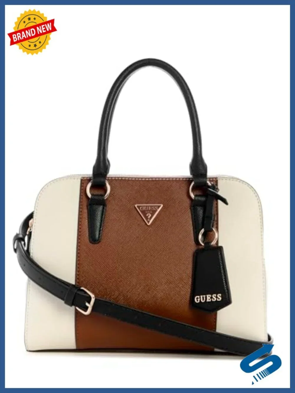 Satchel - Polyvinyl Chloride, Top Handle, Crossbody, Zip Closure, Gold Hardware